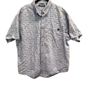 Solaris Shirt Men's XL Blue Fish All Over Design Short Sleeve Fishing Camp Shirt